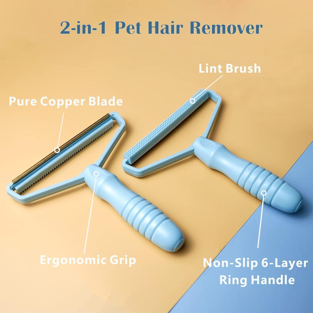 Portable Fabric Shaver & Pet Hair Remover This manual lint remover is a double-sided, battery-free tool designed to remove pet hair, fuzz, and lint from heavy-duty fabrics.